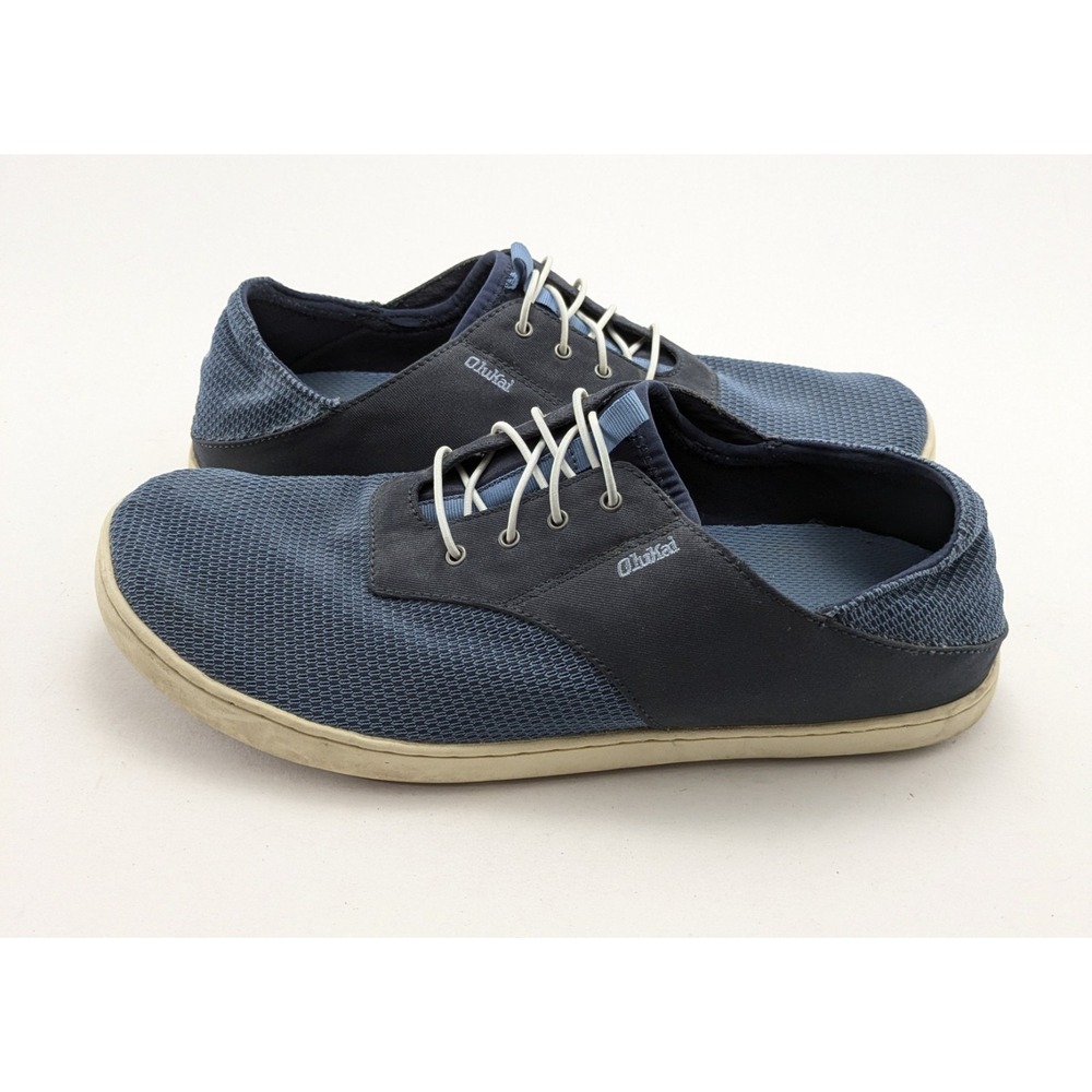 $ens Olukai Nohea Moku Navy Blue Casual Lace Up Boating Shoes Size 44 US Size 11